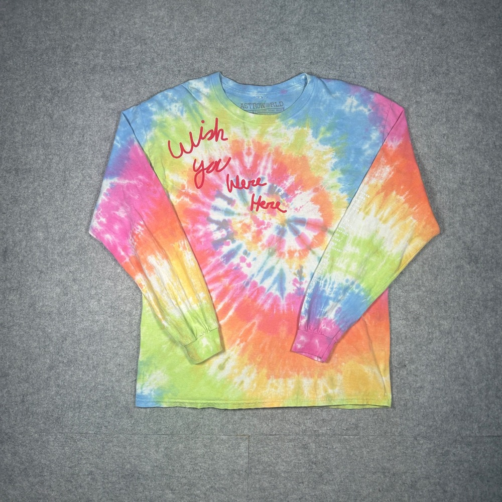 Travis‎ Scott Astroworld Long Sleeve Shirt Mens Large Multicolor Tie Dye Tour